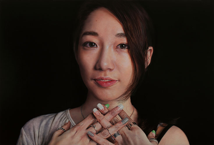 Kang Kanghoon-Modern lady-crossed heart 2014 Oil on canvas 194x130cm